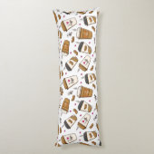 コーヒーカップ、コーヒー豆、コーヒー愛好家、ハート ボディピロー (裏面 (縦))