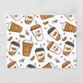 コーヒーカップ、コーヒー豆、コーヒー愛好家、ハート ポストカード (正面)