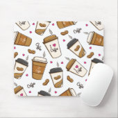 コーヒーカップ、コーヒー豆、コーヒー愛好家、ハート マウスパッド (マウス)