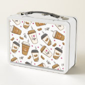 コーヒーカップ、コーヒー豆、コーヒー愛好家、ハート メタルランチボックス (裏面)