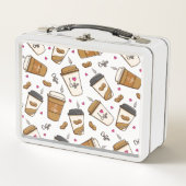 コーヒーカップ、コーヒー豆、コーヒー愛好家、ハート メタルランチボックス (正面)