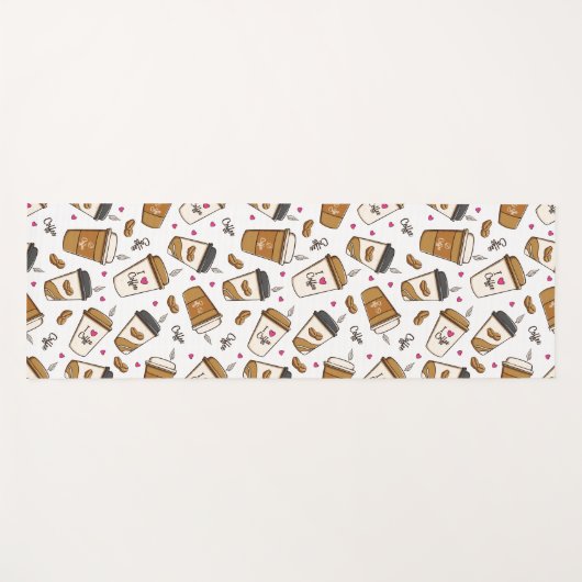 コーヒーカップ、コーヒー豆、コーヒー愛好家、ハート ヨガマット (正面(横))