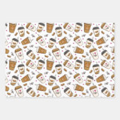 コーヒーカップ、コーヒー豆、コーヒー愛好家、ハート ラッピングペーパーシート (正面)