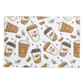 コーヒーカップ、コーヒー豆、コーヒー愛好家、ハート 枕カバー (裏面)