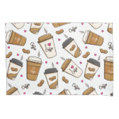 コーヒーカップ、コーヒー豆、コーヒー愛好家、ハート 枕カバー (正面)