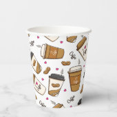 コーヒーカップ、コーヒー豆、コーヒー愛好家、ハート 紙コップ (裏面)