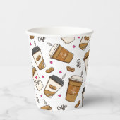 コーヒーカップ、コーヒー豆、コーヒー愛好家、ハート 紙コップ (正面)