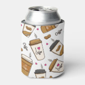 コーヒーカップ、コーヒー豆、コーヒー愛好家、ハート 缶クーラー (缶正面)