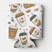 コーヒーカップ、コーヒー豆、コーヒー愛好家、ハート 缶クーラー (正面)