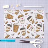 コーヒーカップ、コーヒー豆、コーヒー愛好家、ハート 薄葉紙 (クラフト)