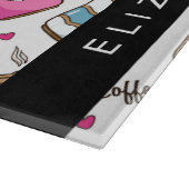 コーヒーカップ、コーヒー豆、ハート、あなたの名前 カッティングボード (角)