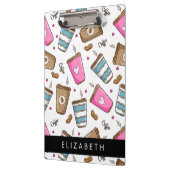 コーヒーカップ、コーヒー豆、ハート、あなたの名前 クリップボード (左)