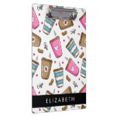 コーヒーカップ、コーヒー豆、ハート、あなたの名前 クリップボード (右)