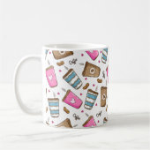 コーヒーカップ、コーヒー豆、ハート、あなたの名前 コーヒーマグカップ (左)