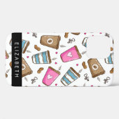 コーヒーカップ、コーヒー豆、ハート、あなたの名前 Case-Mate iPhoneケース (裏面 (横))
