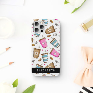 コーヒーカップ、コーヒー豆、ハート、あなたの名前 iPhone 16ケース