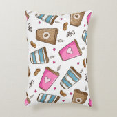 コーヒーカップ、コーヒー豆、ハート、コーヒー愛好家 アクセントクッション (正面(垂直))