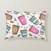 コーヒーカップ、コーヒー豆、ハート、コーヒー愛好家 アクセントクッション (裏面)