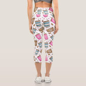 コーヒーカップ、コーヒー豆、ハート、コーヒー愛好家 カプリレギンス (裏面)