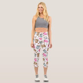 コーヒーカップ、コーヒー豆、ハート、コーヒー愛好家 カプリレギンス (正面)