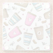 コーヒーカップ、コーヒー豆、ハート、コーヒー愛好家 ガラスコースター (裏面)