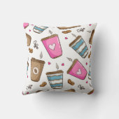 コーヒーカップ、コーヒー豆、ハート、コーヒー愛好家 クッション (裏面)