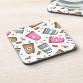 コーヒーカップ、コーヒー豆、ハート、コーヒー愛好家 コースター (左側)