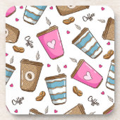 コーヒーカップ、コーヒー豆、ハート、コーヒー愛好家 コースター (正面)