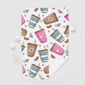 コーヒーカップ、コーヒー豆、ハート、コーヒー愛好家 ゴルフタオル (インサイチュ)