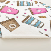 コーヒーカップ、コーヒー豆、ハート、コーヒー愛好家 シェルパブランケット (3/4)