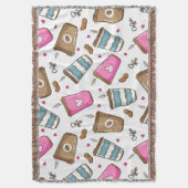 コーヒーカップ、コーヒー豆、ハート、コーヒー愛好家 スローブランケット (正面縦)