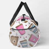 コーヒーカップ、コーヒー豆、ハート、コーヒー愛好家 ダッフルバッグ (右)