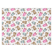 コーヒーカップ、コーヒー豆、ハート、コーヒー愛好家 テーブルクロス (正面(横))