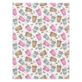 コーヒーカップ、コーヒー豆、ハート、コーヒー愛好家 テーブルクロス (正面)