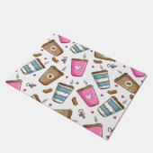 コーヒーカップ、コーヒー豆、ハート、コーヒー愛好家 ドアマット (アングル)