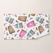 コーヒーカップ、コーヒー豆、ハート、コーヒー愛好家 バスタオルセット (ハンドタオル)