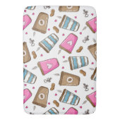 コーヒーカップ、コーヒー豆、ハート、コーヒー愛好家 バスマット (正面縦)