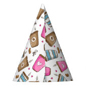 コーヒーカップ、コーヒー豆、ハート、コーヒー愛好家 パーティーハット (裏面)