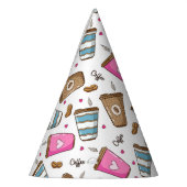 コーヒーカップ、コーヒー豆、ハート、コーヒー愛好家 パーティーハット (左)