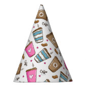 コーヒーカップ、コーヒー豆、ハート、コーヒー愛好家 パーティーハット (右)