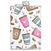 コーヒーカップ、コーヒー豆、ハート、コーヒー愛好家 フラスク (正面)