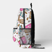 コーヒーカップ、コーヒー豆、ハート、コーヒー愛好家 プリントバックパック (右)