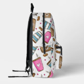 コーヒーカップ、コーヒー豆、ハート、コーヒー愛好家 プリントバックパック (左)