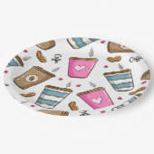 コーヒーカップ、コーヒー豆、ハート、コーヒー愛好家 ペーパープレート (アングル)