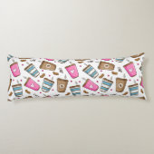 コーヒーカップ、コーヒー豆、ハート、コーヒー愛好家 ボディピロー (裏面)