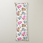 コーヒーカップ、コーヒー豆、ハート、コーヒー愛好家 ボディピロー (裏面 (縦))