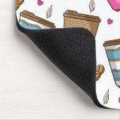 コーヒーカップ、コーヒー豆、ハート、コーヒー愛好家 マウスパッド (コーナー)