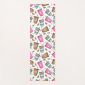 コーヒーカップ、コーヒー豆、ハート、コーヒー愛好家 ヨガマット (正面)