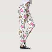 コーヒーカップ、コーヒー豆、ハート、コーヒー愛好家 レギンス (右)