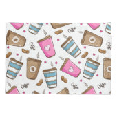 コーヒーカップ、コーヒー豆、ハート、コーヒー愛好家 枕カバー (裏面)